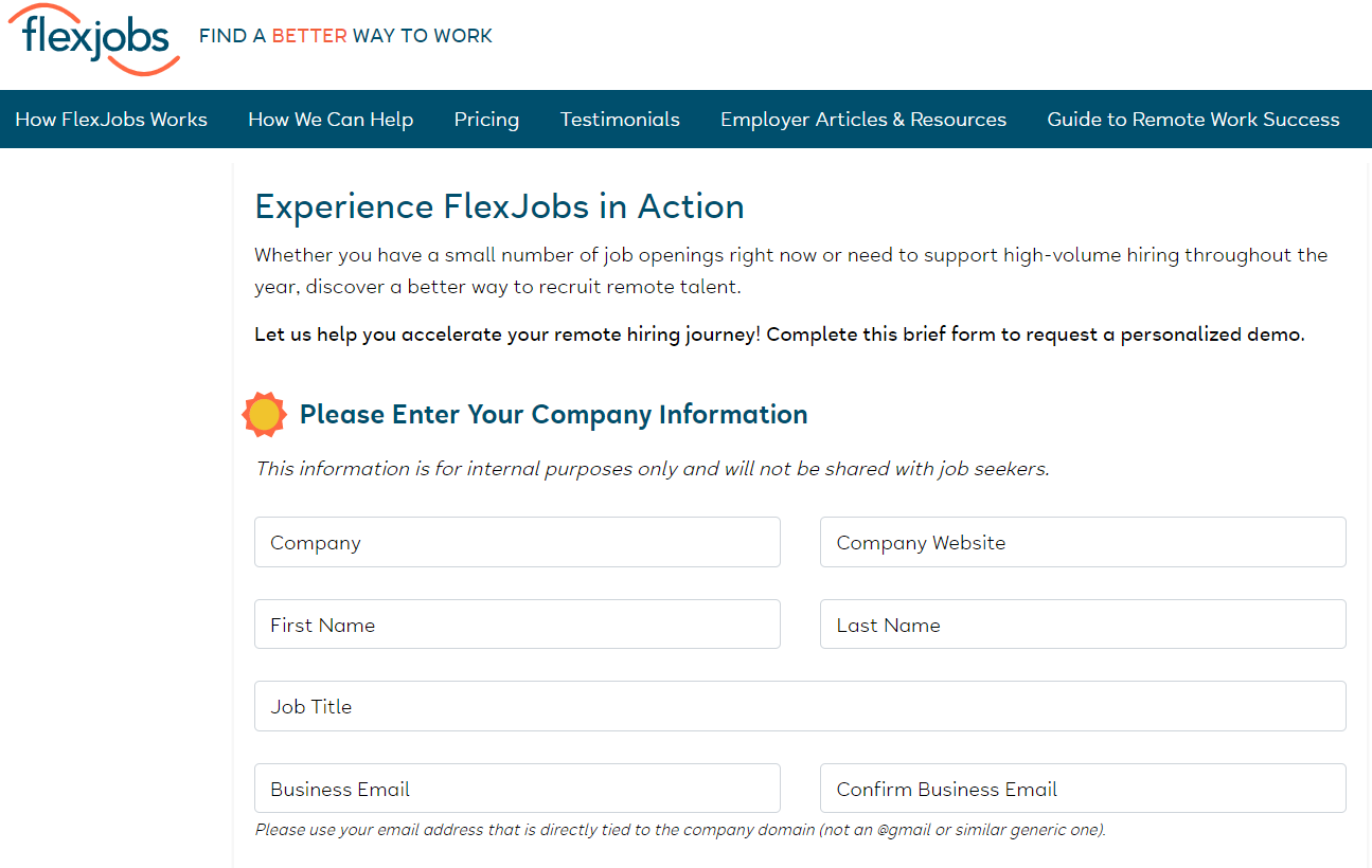 FlexJobs is a free job board specialising in part time and flexible roles. This photo shows the interface employers use to fill in their job opening details.